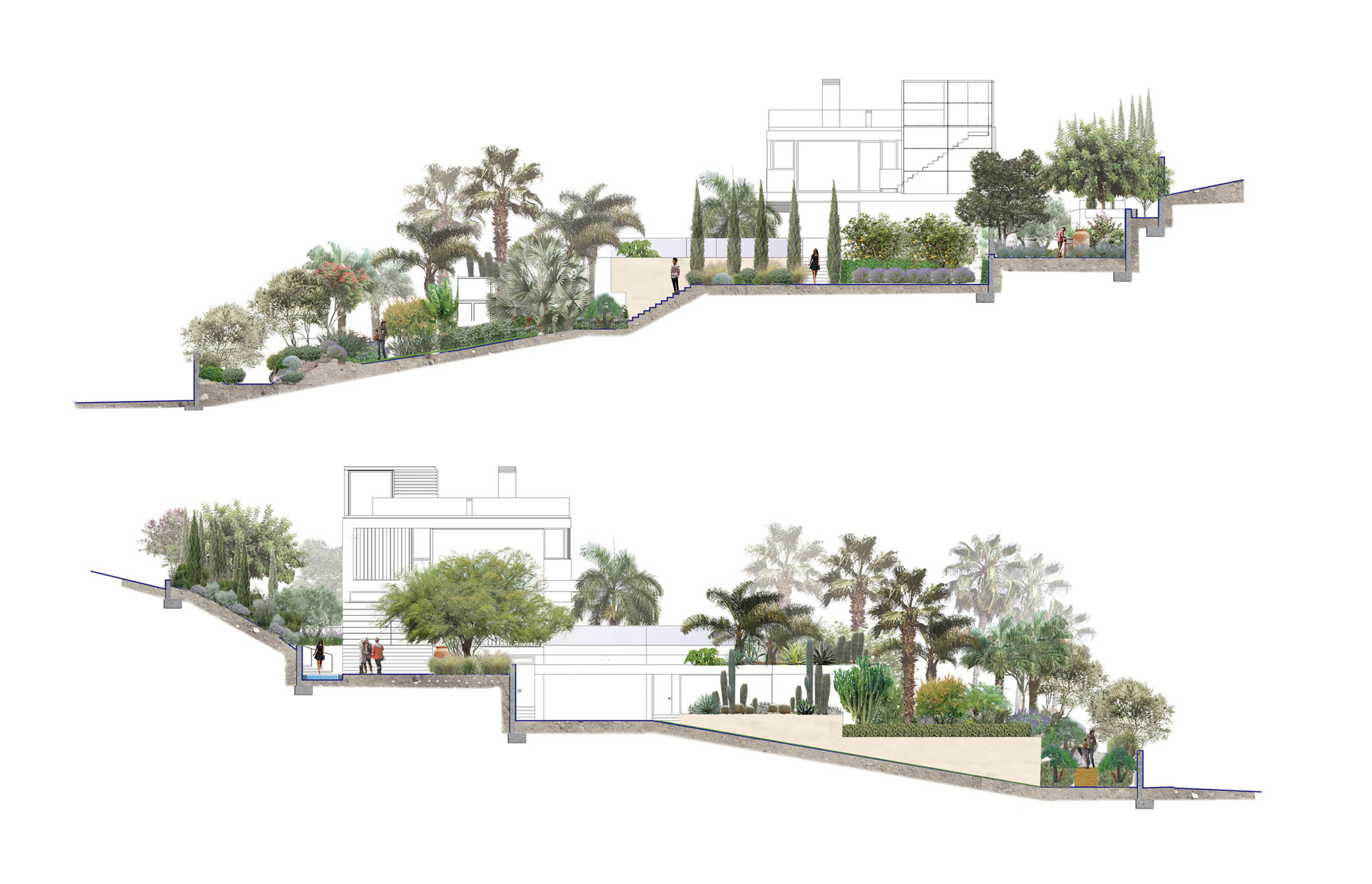 Plano de presentación de jardín para villa unifamiliar en Atlanterra