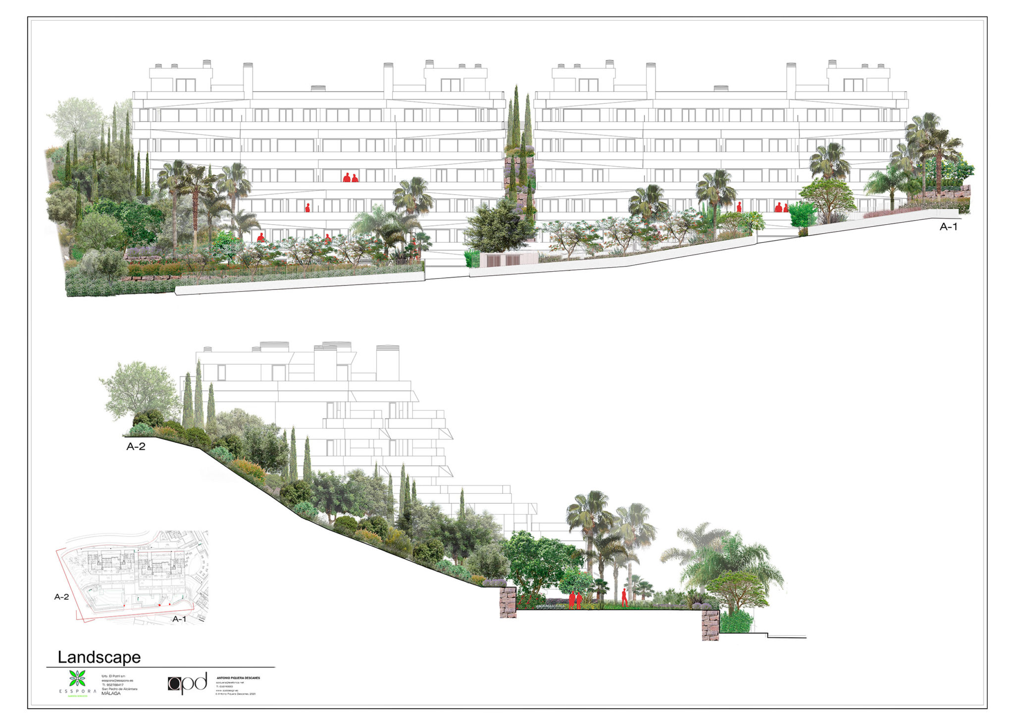 Presentación de diseño del paisajismo de urbanización en Los Monteros